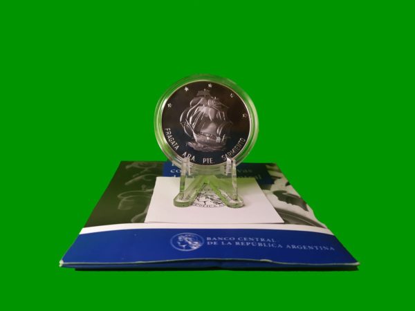 MONEDA PROOF,
  FRAGATA SARMIENTO, VERSION2, ARGENTINA ENCUENTRO DE DOS MUNDOS, AÑO 2002, CON
  CERTIFICADO, ESTADO UNC.-